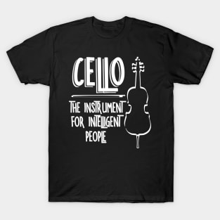 Intelligent Cellist White Line Drawing T-Shirt